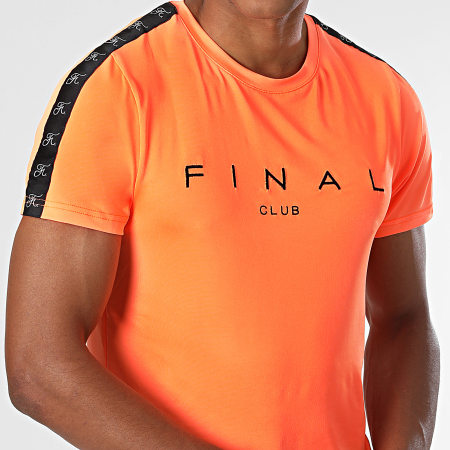 Final Club - Maglietta con strisce Premium Fit Logo 1009 Arancione Fluo