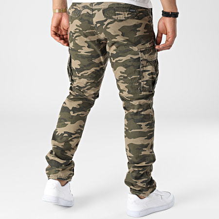 Indicode Jeans - Pantalon Cargo William 60-006ZA Vert Kaki Camouflage