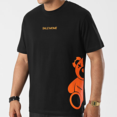 Sale Môme Paris - Camiseta extragrande grande con medio oso de peluche negro naranja