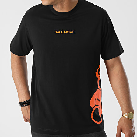 Sale Môme Paris - Tee Shirt Oversize Large Half Nounours Noir Orange
