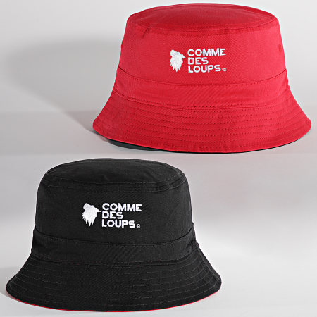 Comme Des Loups - Sombrero De Pescador Logo Reversible Negro Rojo