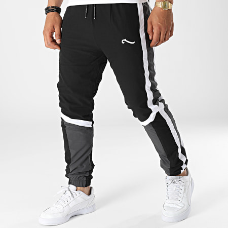 La Piraterie - Spada 6363 Pantaloni da jogging a bande bianche e grigie nere