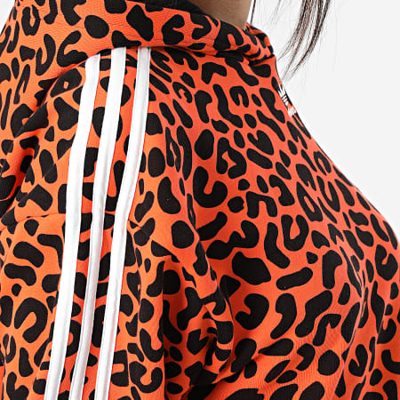 Adidas Originals - Sweat Capuche Léopard Femme HC4476 Orange Noir