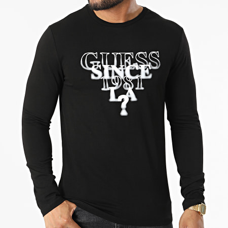Guess - Camiseta de manga larga M2IY45-J1311 Negro