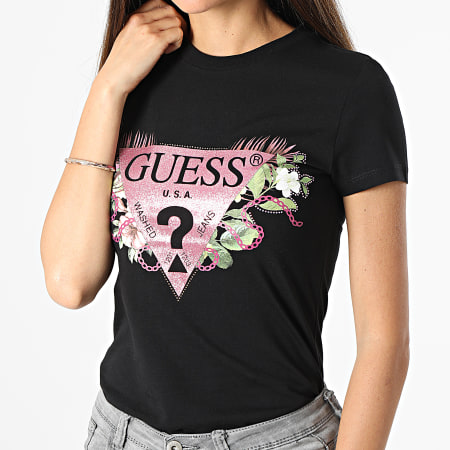 Guess - Tee Shirt Femme Strass W2YI29-J1311 Noir