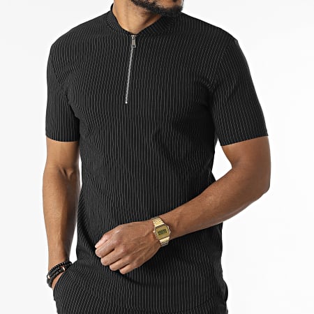 Uniplay - Camiseta con cuello a rayas y conjunto corto UY847 Negro