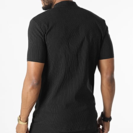 Uniplay - Maglietta a righe con scollo a zip e set di pantaloni corti UY847 Nero