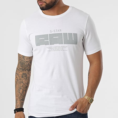 G-Star - Tee Shirt Slim D21538 Blanc