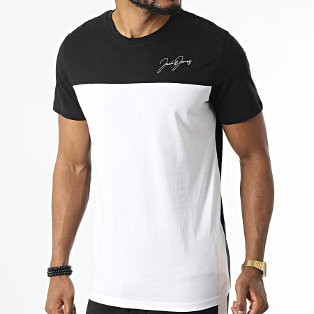 Jack And Jones - Set di maglietta e pantaloncini da jogging bianchi e neri bloccati