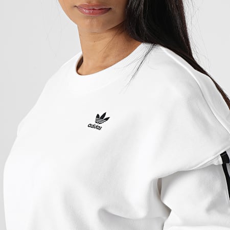 Adidas Originals - Top donna con girocollo e strisce HN8317 Bianco