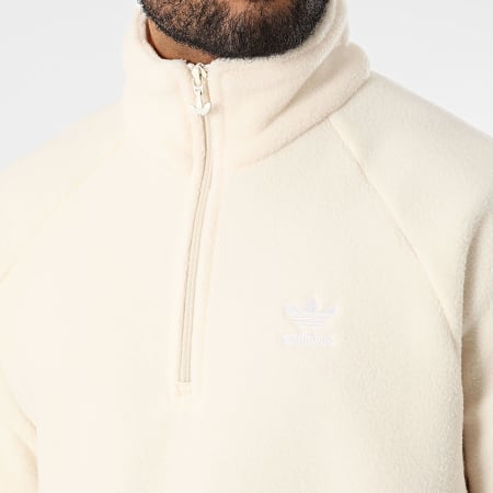 Adidas Originals - HG1444 Sudadera con cuello de cremallera de forro polar beige