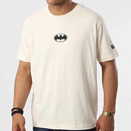 DC Comics - Tee Shirt Oversize Large Chest Logo Beige Screziato Nero