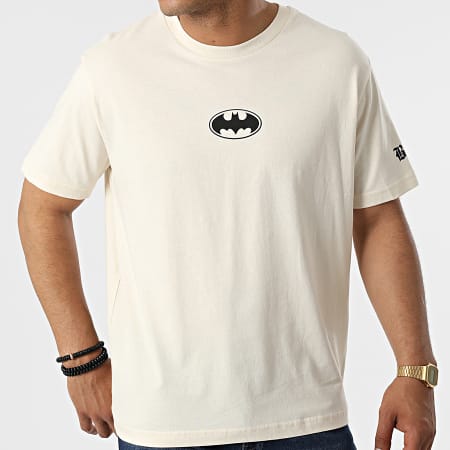 DC Comics - Tee Shirt Oversize Large Chest Logo Beige Chiné Noir
