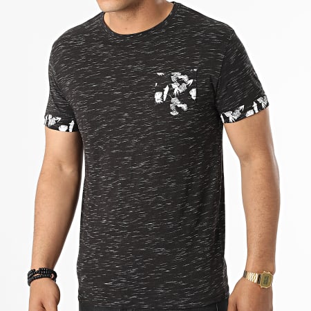 Paname Brothers - Camiseta Con Bolsillo En El Pecho Tik Noir Chiné Floral