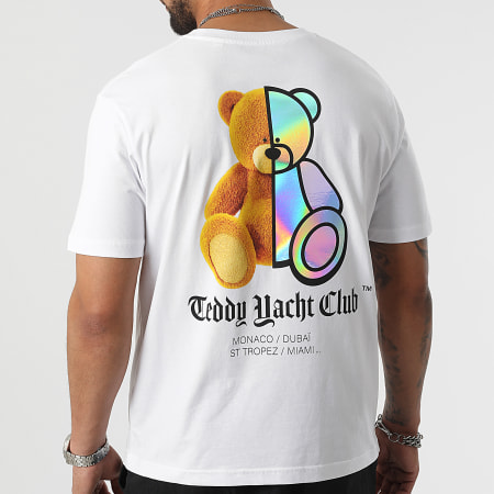 Teddy Yacht Club - Tee Shirt Oversize Large Half Bear Holo Limited Edition Blanc