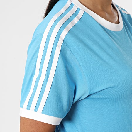 Adidas Originals - Tee Shirt Femme A Bandes 3 Stripes HC1963 Bleu