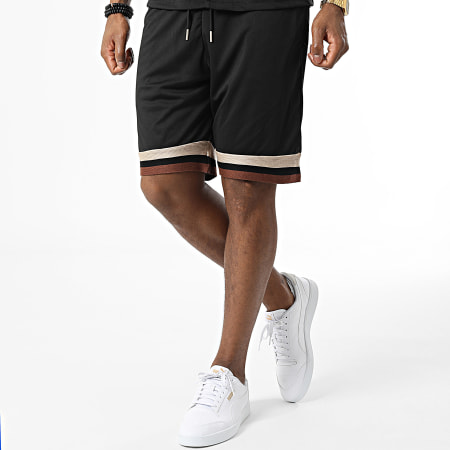 Frilivin - Conjunto de camisa de manga corta y pantalón corto Jogging Negro