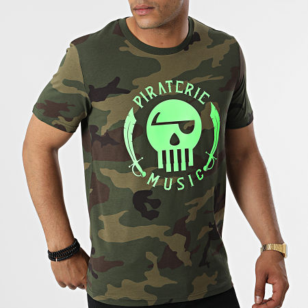 Piraterie Music - Camiseta Camouflage Logo Verde Caqui