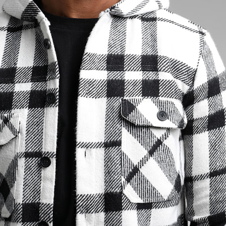 Veste Polaire Homme à Carreaux Noir Et Blanc - Capuche, Poches, Pour Sport Hiver - Taille M