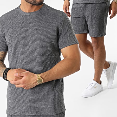 Frilivin - Set di maglietta e pantaloncini da jogging grigio antracite screziato