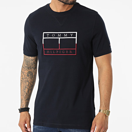 Tommy Hilfiger - Tee Shirt Outline Linear Flag 5763 Bleu Marine