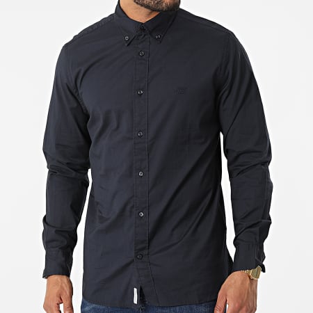 Tommy Hilfiger - Camisa de manga larga de popelina suave natural 6394 Azul marino