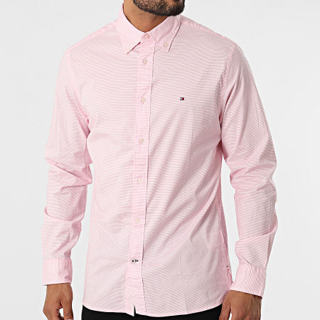 Tommy Hilfiger - Chemise A Manches Longues Flex Fake Solid 6395 Rose