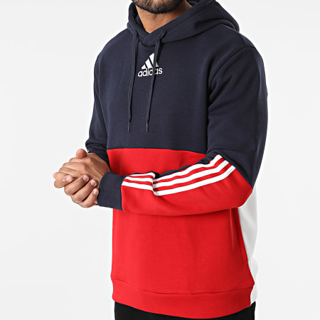 Adidas Sportswear - Sweat Capuche A Bandes HL1983 Rouge Bleu Marine Blanc