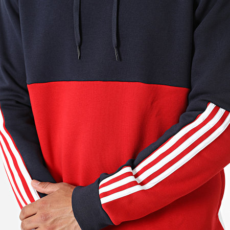 Adidas Sportswear - Felpa con cappuccio a righe HL1983 Rosso Navy Bianco