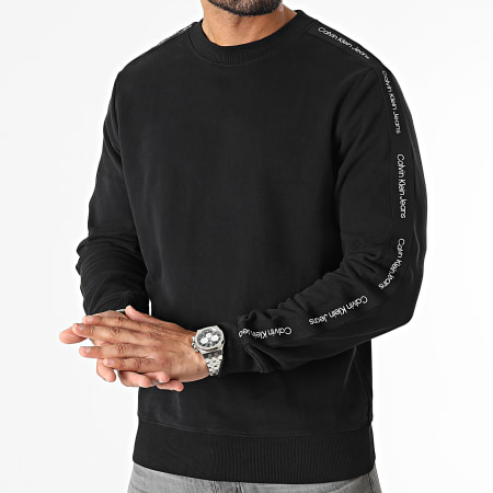 Calvin Klein - Top in felpa con collo a giro a contrasto 0037 nero