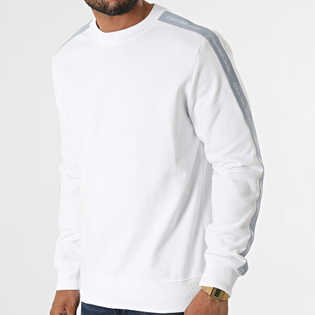 Calvin Klein - Top in felpa con collo a giro di nastro a contrasto 0037 Bianco