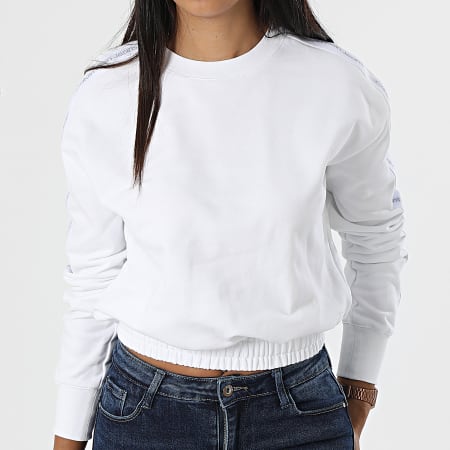Calvin Klein - Sudadera de cuello redondo para mujer 8980 Blanco