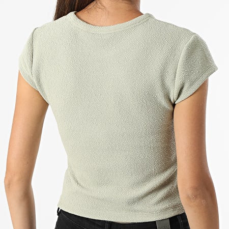 Calvin Klein - Camiseta ajustada de mujer Crop Slub RIB 9126 Khaki Green