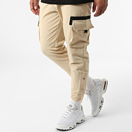 Classic Series - Set di pantaloni da jogging con tasca F22-906T Nero Beige