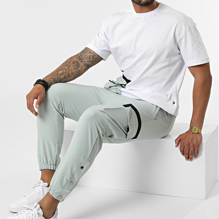 Classic Series - Set di pantaloni da jogging con tasca F22-906T Verde Bianco