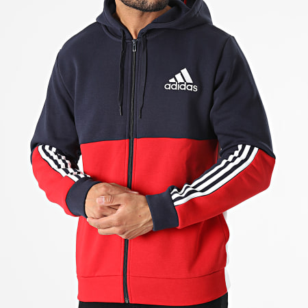 Adidas Sportswear - HK2880 Felpa con cappuccio e zip a righe bianche e rosse della Marina Militare