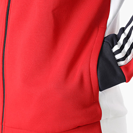 Adidas Sportswear - Sweat Zippé Capuche A Bandes HK2880 Rouge Bleu Marine Blanc