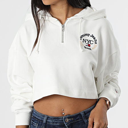 Tommy Jeans - Sweat Capuche Femme Crop Timeless Circle 3570 Blanc