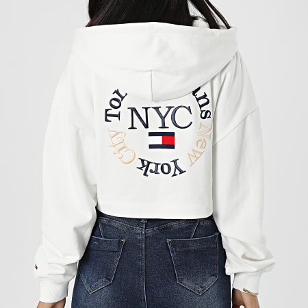 Tommy Jeans - Sweat Capuche Femme Crop Timeless Circle 3570 Blanc