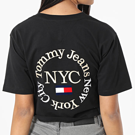 Tommy Jeans - Tee Shirt Manches Longues Crop Femme Signature 3700 Noir