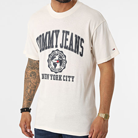 Tommy Jeans - Camiseta College Logo 4025 Beige claro