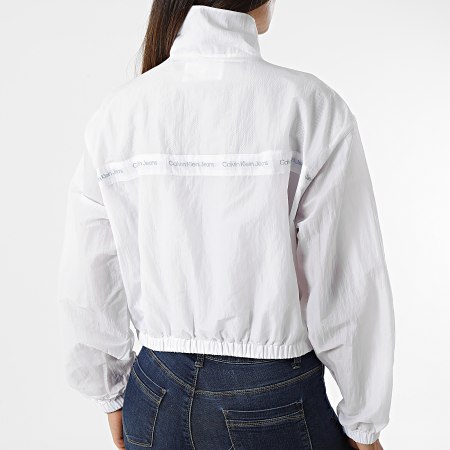 Calvin Klein - Coupe-Vent Femme Crop A Bandes Logo 9006 Blanc