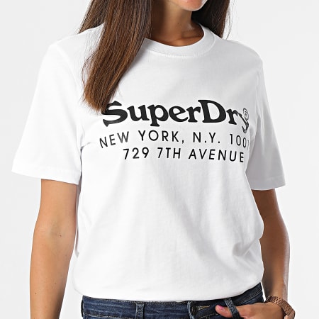 Superdry - Camiseta negra Vintage Venue de mujer