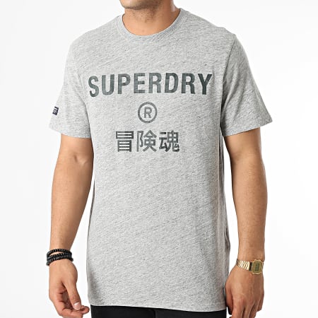 Superdry - Tee Shirt Vintage Corp Logo M1011328B Gris Chiné