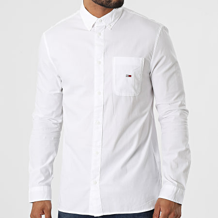 Tommy Jeans - Chemise Manches Longues Essential Poplin 4188 Blanc