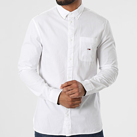 Tommy Jeans - Chemise Manches Longues Essential Poplin 4188 Blanc
