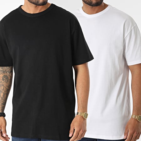 Urban Classics - Lote de 2 Camisetas TB3085 Negro Blanco