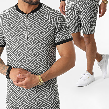 MTX - Set di pantaloncini da jogging con scollo a zip e maglietta C5839-C8149 Grigio