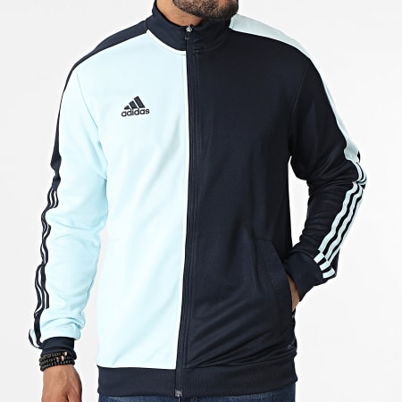 Adidas Sportswear - Tiro HN5599 Giacca con cerniera a righe blu chiaro e blu marino