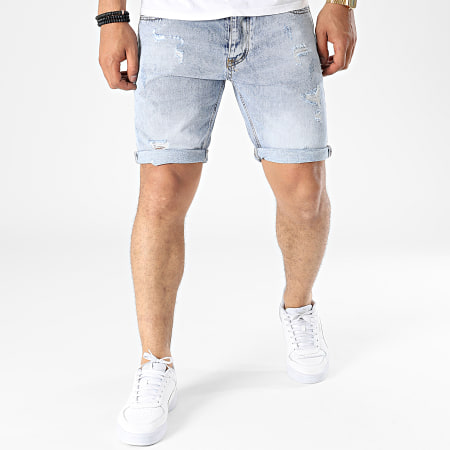 MTX - H1023 Pantaloncini di jeans con lavaggio blu